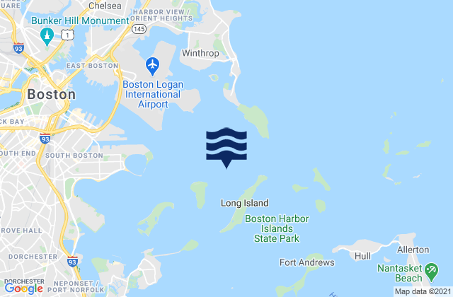 Mapa da tábua de marés em Deer Island Light 1.0 n.mi. WSW of, United States