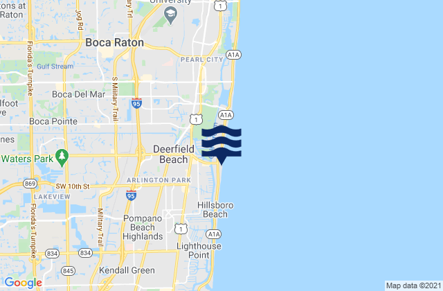 Mapa da tábua de marés em Deerfield Beach (Hillsboro River), United States