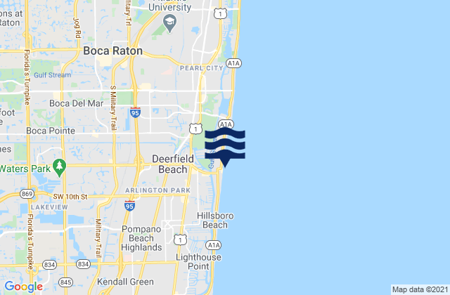 Mapa da tábua de marés em Deerfield Beach Pier, United States