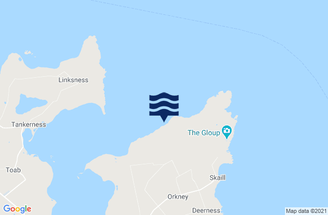 Mapa da tábua de marés em Deerness, United Kingdom