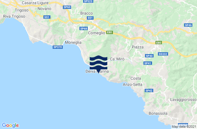 Mapa da tábua de marés em Deiva Marina, Italy