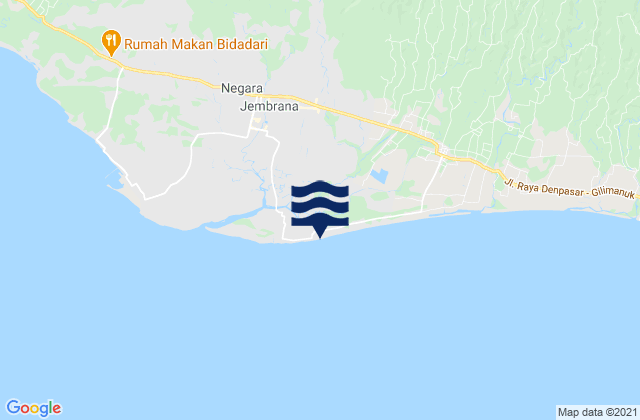 Mapa da tábua de marés em Delod Pangkung, Indonesia