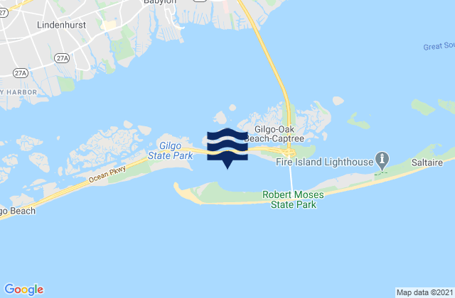 Mapa da tábua de marés em Democrat Point Fire Island Inlet, United States