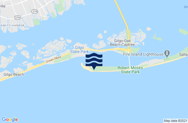 Mapa da tábua de marés em Democrat Point Robert Moses, United States