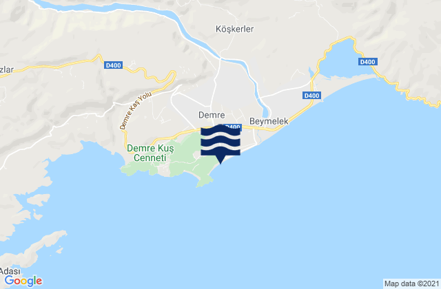 Mapa da tábua de marés em Demre, Turkey