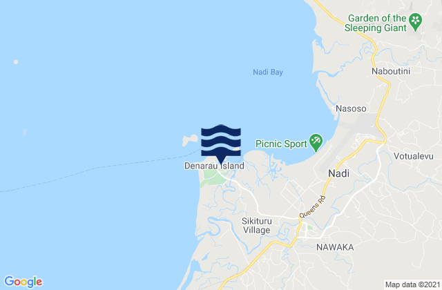 Mapa da tábua de marés em Denarau Island, Fiji