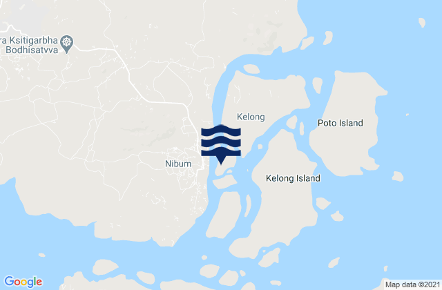 Mapa da tábua de marés em Dendang Kidjang Strait, Indonesia