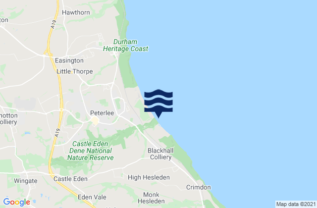 Mapa da tábua de marés em Denemouth Beach, United Kingdom