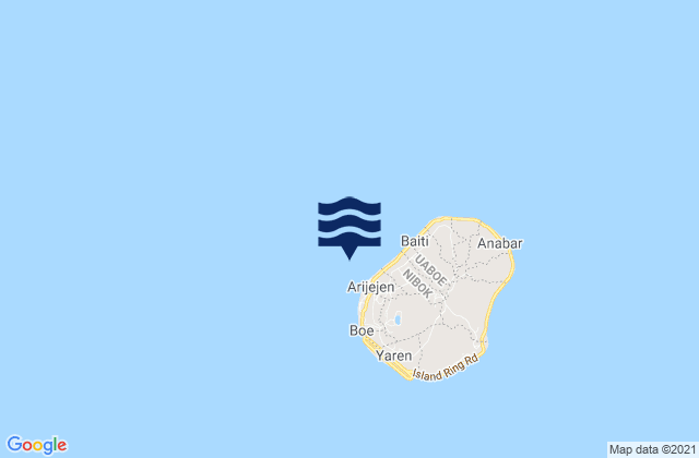 Mapa da tábua de marés em Denigomodu District, Nauru