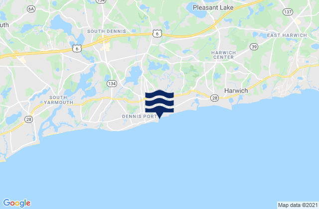 Mapa da tábua de marés em Dennisport, United States