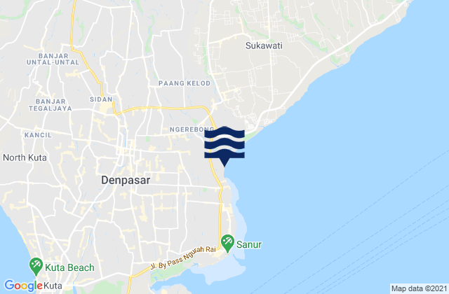 Mapa da tábua de marés em Denpasar, Indonesia
