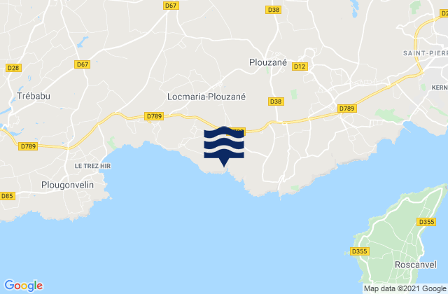 Mapa da tábua de marés em Deolen, France