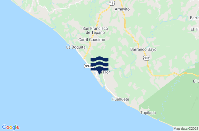 Mapa da tábua de marés em Departamento de Carazo, Nicaragua