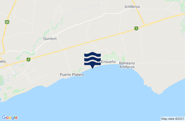 Mapa da tábua de marés em Departamento de Colonia, Uruguay