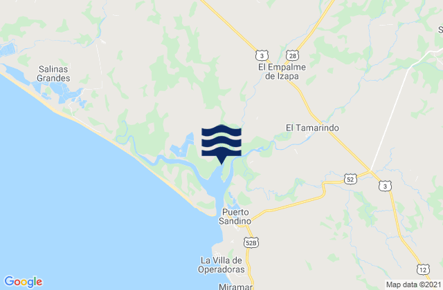 Mapa da tábua de marés em Departamento de León, Nicaragua