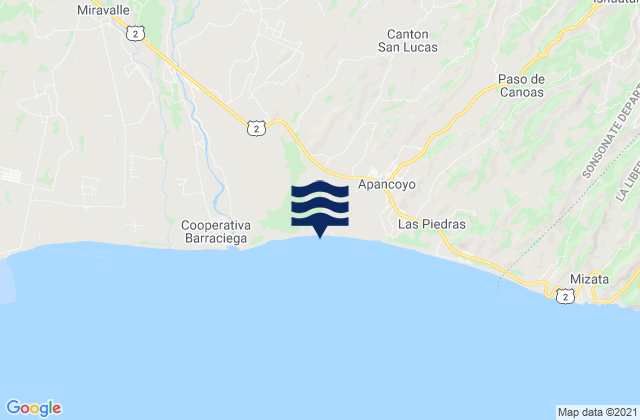 Mapa da tábua de marés em Departamento de Sonsonate, El Salvador