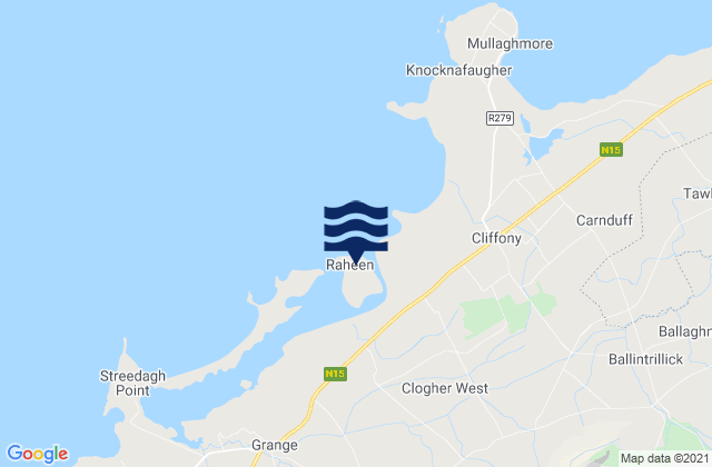 Mapa da tábua de marés em Dernish Island, Ireland