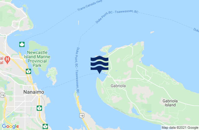 Mapa da tábua de marés em Descanso Bay, Canada