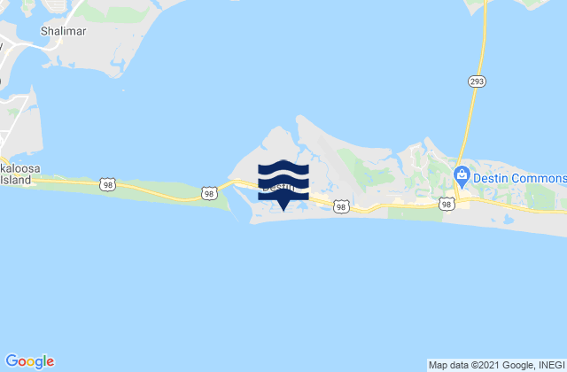 Mapa da tábua de marés em Destin, United States