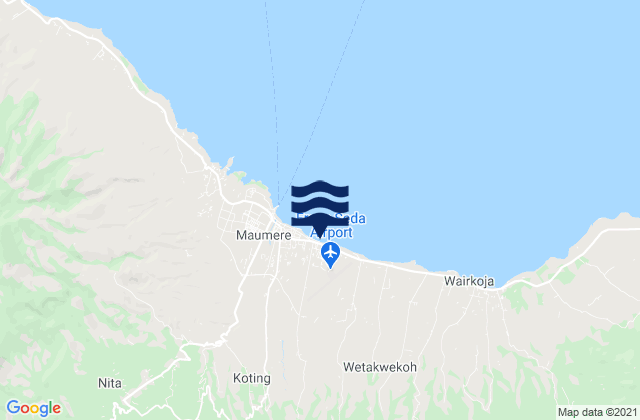 Mapa da tábua de marés em Detung, Indonesia