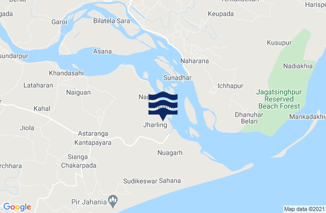 Mapa da tábua de marés em Devi River Entrance, India
