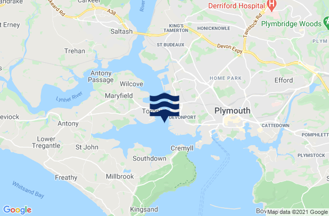 Mapa da tábua de marés em Devonport, United Kingdom