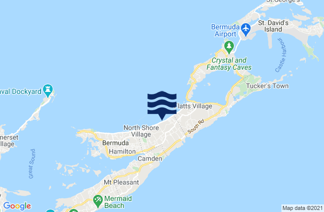 Mapa da tábua de marés em Devonshire Parish, Bermuda