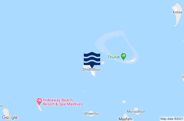 Mapa da tábua de marés em Dhidhdhoo, Maldives