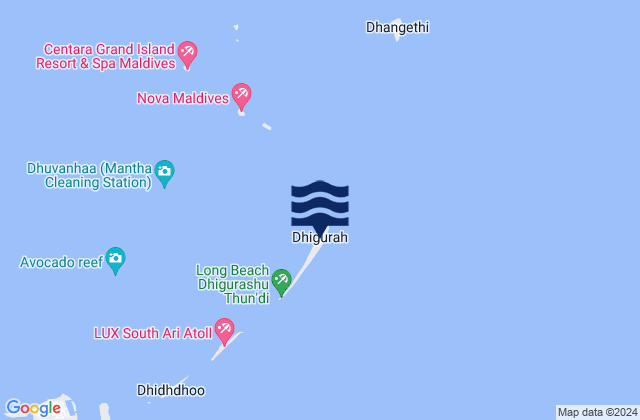 Mapa da tábua de marés em Dhigurah, Maldives