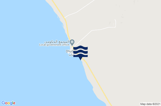 Mapa da tábua de marés em Dhubab, Yemen