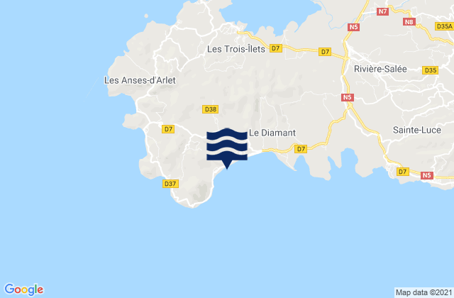 Mapa da tábua de marés em Diam's, Martinique
