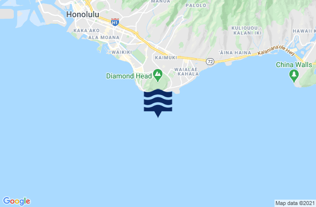 Mapa da tábua de marés em Diamond Head, United States