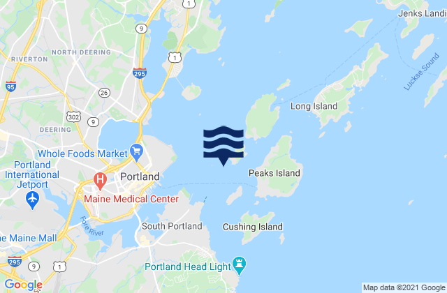 Mapa da tábua de marés em Diamond Island Roads, United States