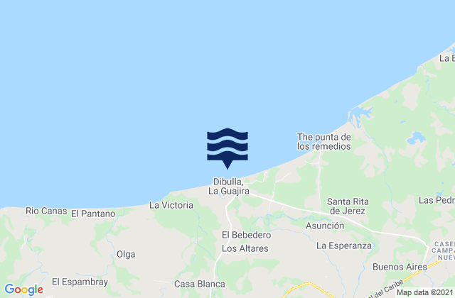 Mapa da tábua de marés em Dibulla, Colombia