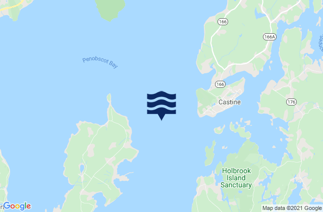 Mapa da tábua de marés em Dice Head west of Penobscot Bay, United States