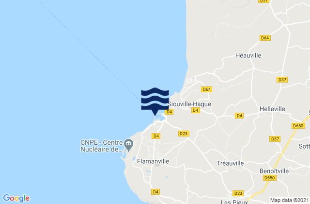 Mapa da tábua de marés em Dielette, France