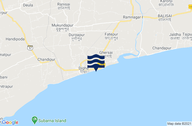 Mapa da tábua de marés em Digha, India