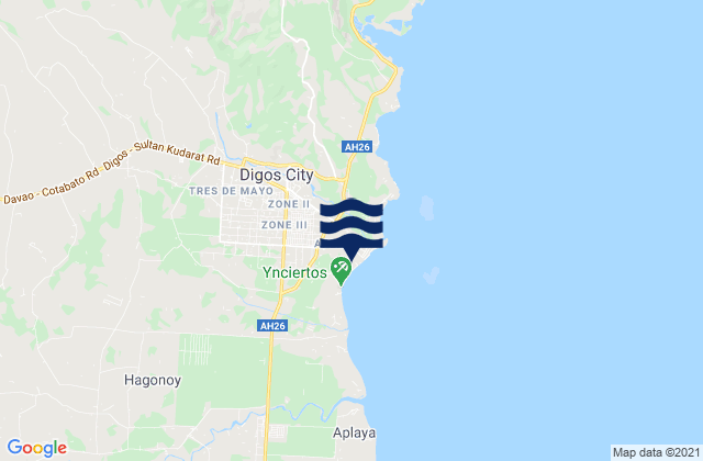 Mapa da tábua de marés em Digos, Philippines