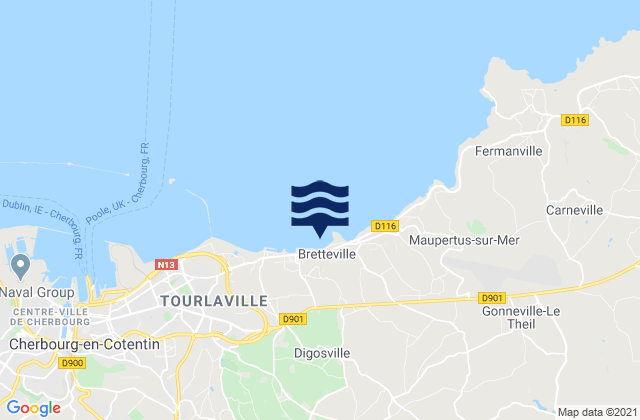 Mapa da tábua de marés em Digosville, France