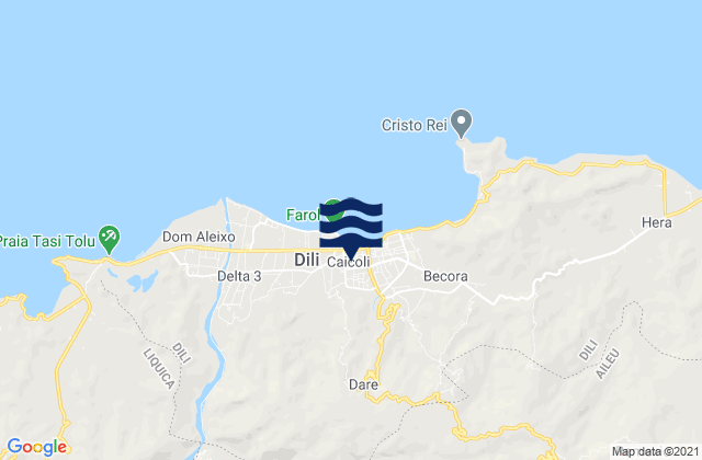 Mapa da tábua de marés em Dili, Timor Leste