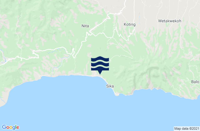 Mapa da tábua de marés em Diller, Indonesia