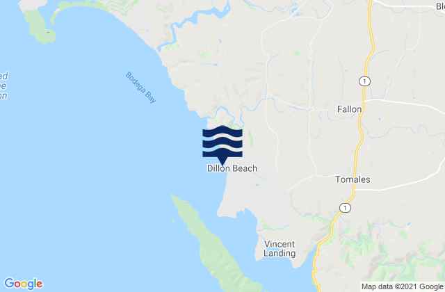 Mapa da tábua de marés em Dillon Beach, United States