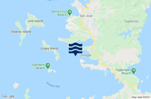 Mapa da tábua de marés em Dinagat (Dinagat Island), Philippines