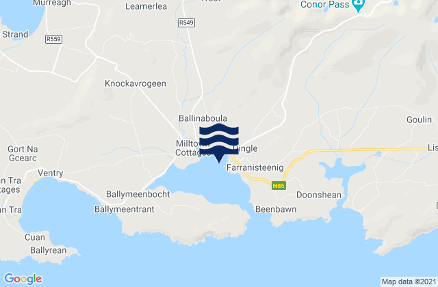 Mapa da tábua de marés em Dingle Harbour, Ireland