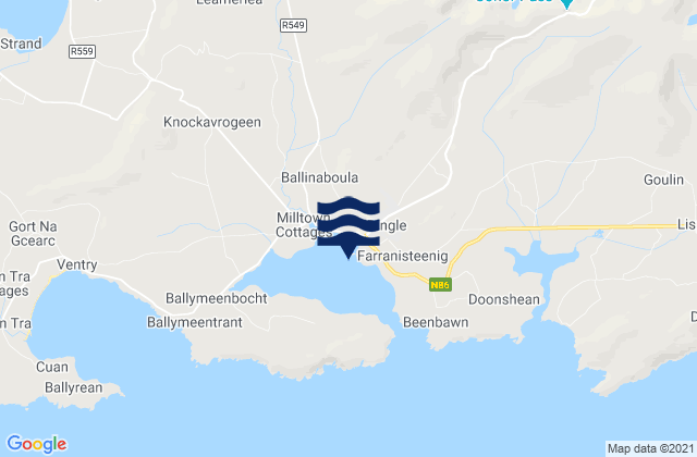 Mapa da tábua de marés em Dingle, Ireland
