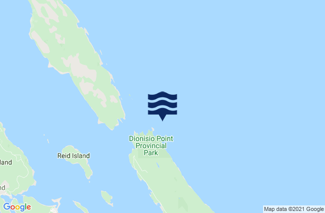 Mapa da tábua de marés em Dionisio Point, Canada