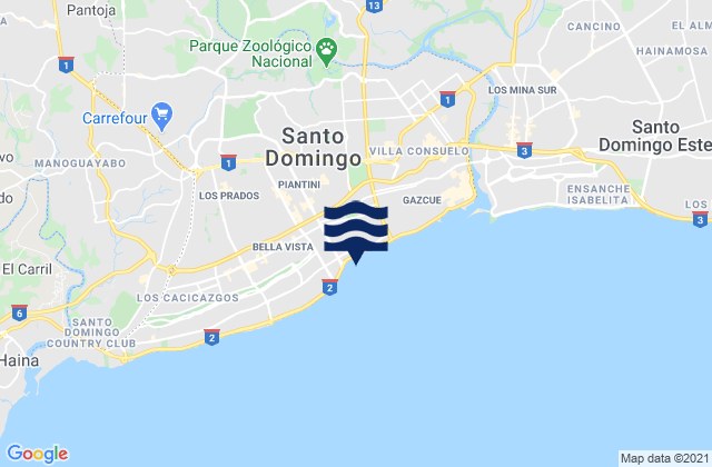 Mapa da tábua de marés em Distrito Nacional, Dominican Republic