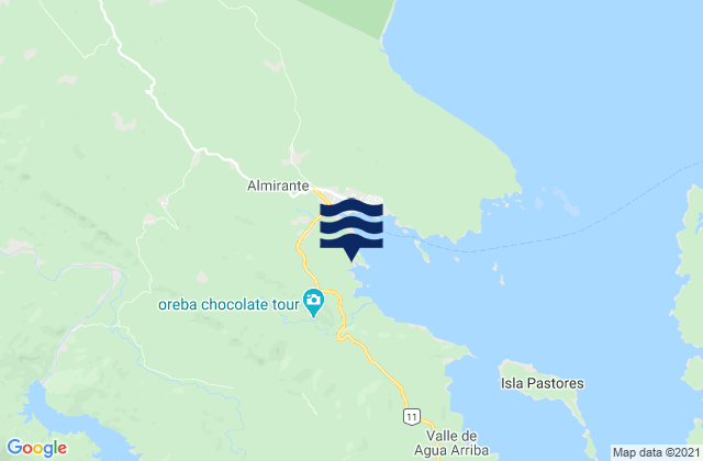 Mapa da tábua de marés em Distrito de Changuinola, Panama