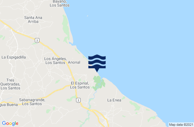 Mapa da tábua de marés em Distrito de Guararé, Panama