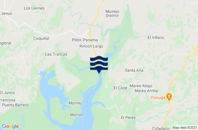 Mapa da tábua de marés em Distrito de Montijo, Panama